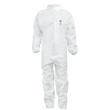 GE SMS Protective Coverall with Collar, White, S GW900S